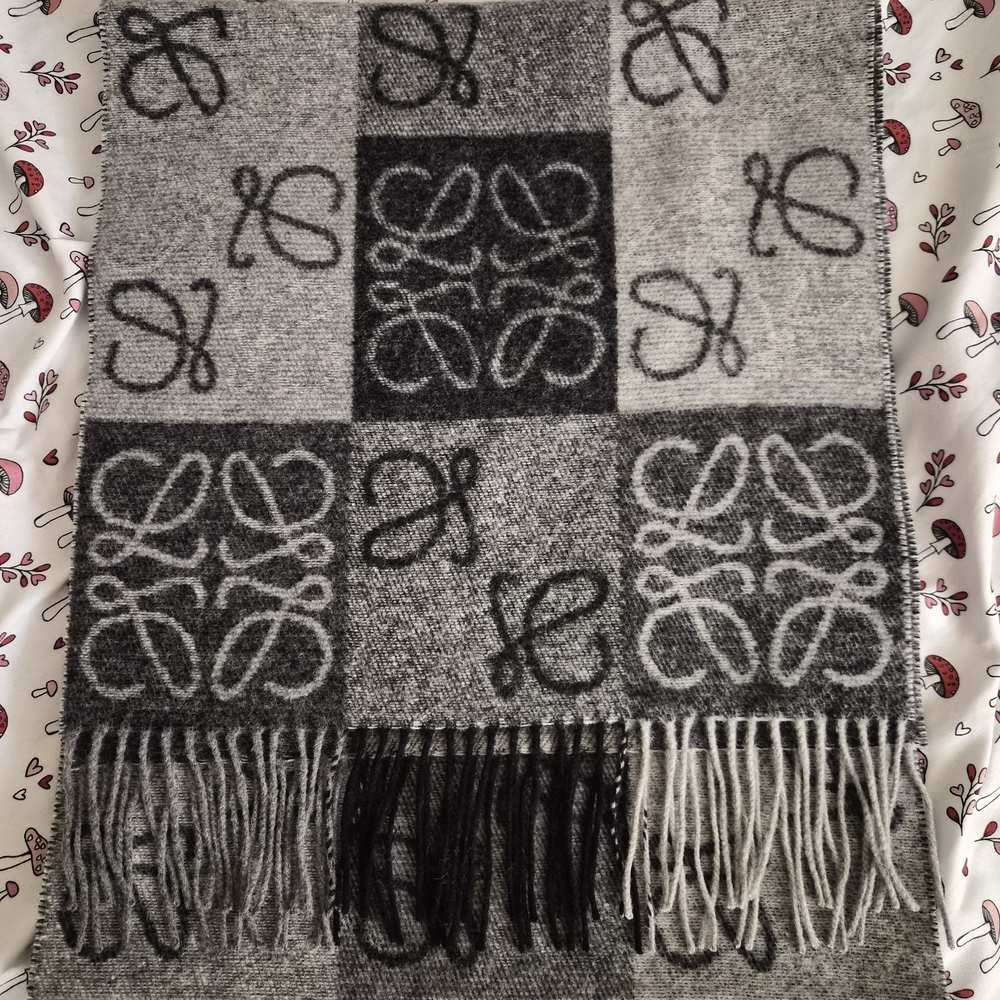 Loewe Gray and Black Textured Scarf